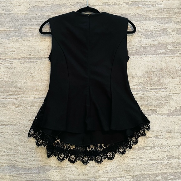 Zara Black Lace Sleeveless Peplum Top - Picture 4 of 6
